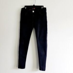 Y2K Crissa Denim Solid Black Junior Skinny Ankle Ladies Jeans Size 30